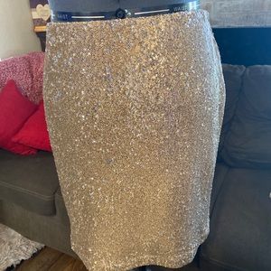 White House/Black Market Gold Sequin skirt size 12